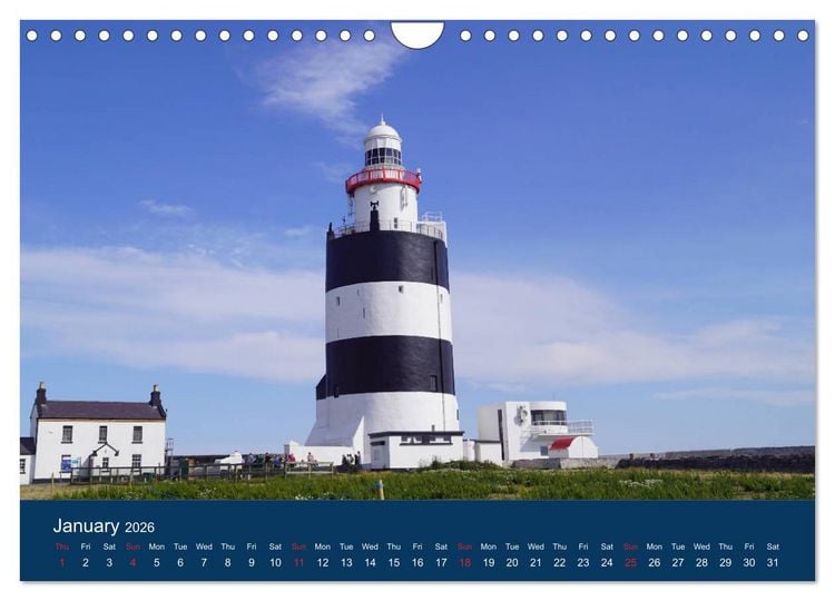 Produktbild: Irish Lighthouses - Beacons along Ireland's wild coast (Wall Calendar 2026 DIN A4 landscape), CALVENDO 12 Month Wall Calendar