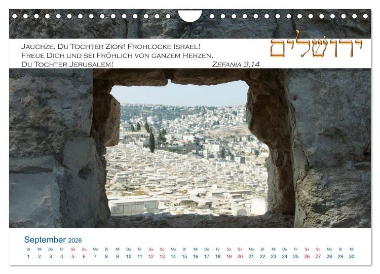 Produktbild: Jerusalem. Kalender mit Bibelworten (Wandkalender 2026 DIN A4 quer), CALVENDO Monatskalender