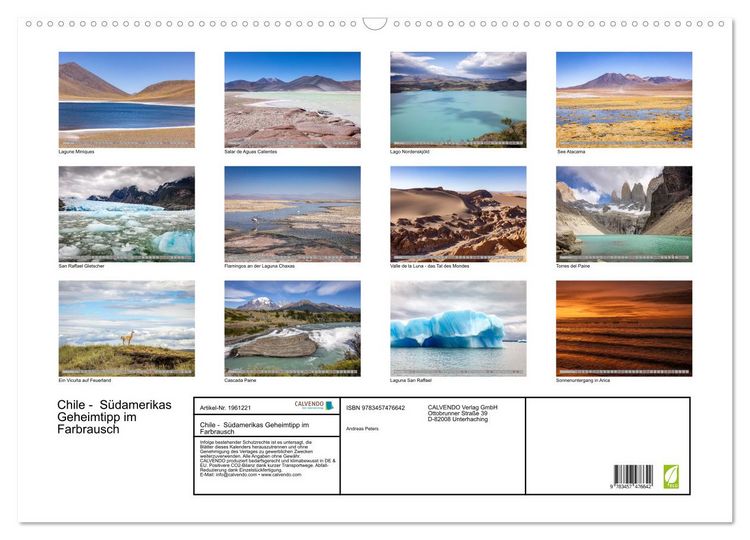 Produktbild: Chile - S&uuml;damerikas Geheimtipp im Farbrausch (Wandkalender 2026 DIN A2 quer), CALVENDO Monatskalender