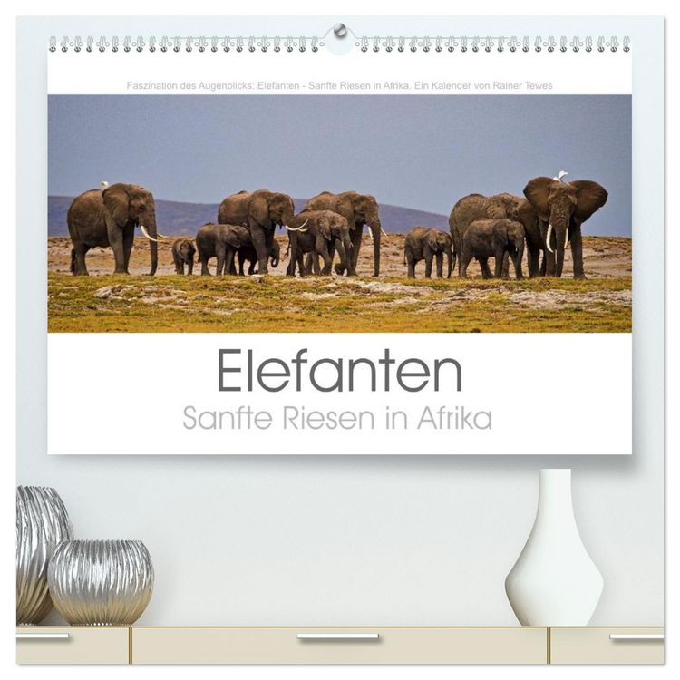 Produktbild: Elefanten - Sanfte Riesen in Afrika (hochwertiger Premium Wandkalender 2026 DIN A2 quer), Kunstdruck in Hochglanz