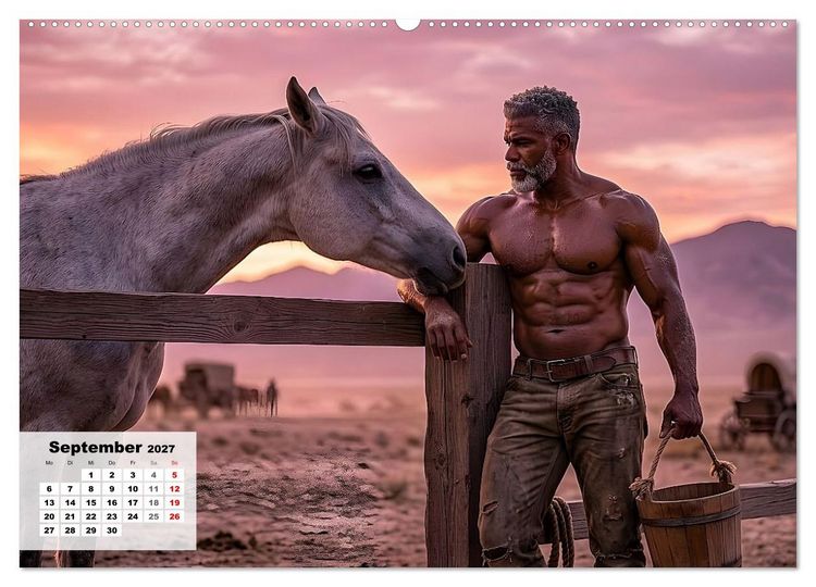 Produktbild: Echte Kerle &ndash; Wilder Westen (hochwertiger Premium Wandkalender 2027 DIN A2 quer), Kunstdruck in Hochglanz