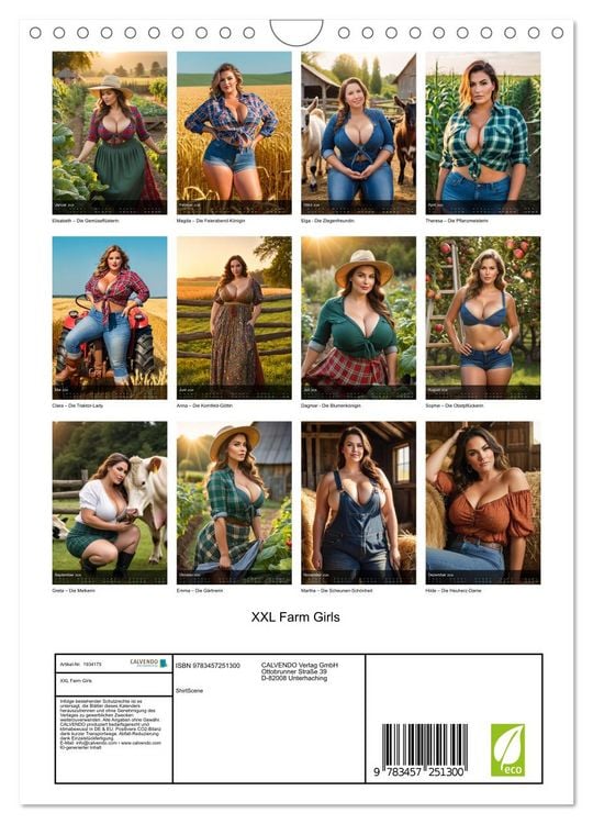 Produktbild: XXL Farm Girls (Wandkalender 2026 DIN A4 hoch), CALVENDO Monatskalender