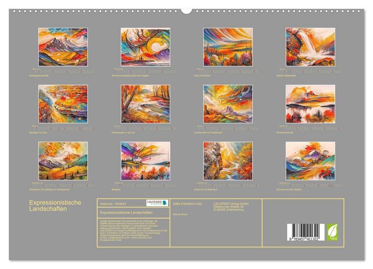 Produktbild: Expressionistische Landschaften (hochwertiger Premium Wandkalender 2026 DIN A2 quer), Kunstdruck in Hochglanz