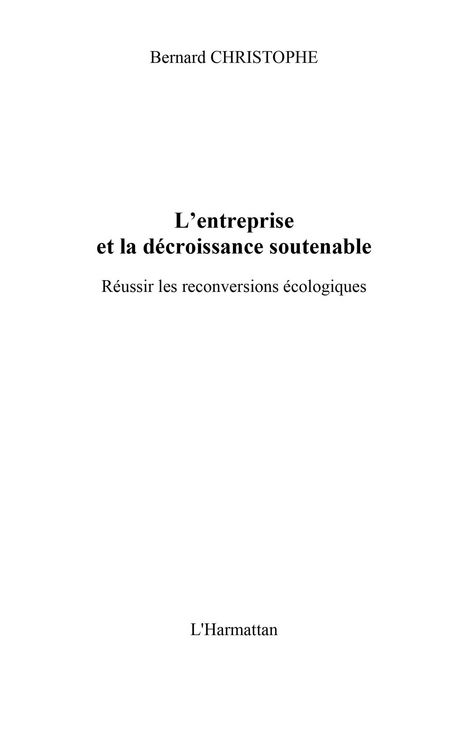 Produktbild: Entreprise et la decroissancesoutenable