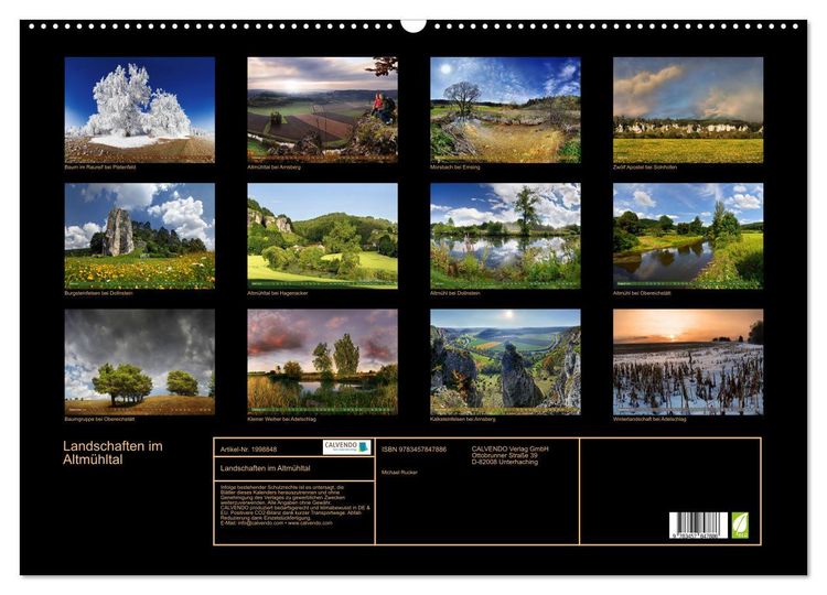 Produktbild: Landschaften im Altm&uuml;hltal (Wandkalender 2026 DIN A2 quer), CALVENDO Monatskalender