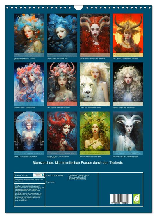 Produktbild: Sternzeichen. Mit himmlischen Frauen durch den Tierkreis (Wandkalender 2026 DIN A3 hoch), CALVENDO Monatskalender