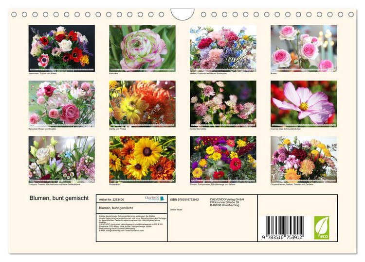 Produktbild: Blumen, bunt gemischt (Wandkalender 2027 DIN A4 quer), CALVENDO Monatskalender