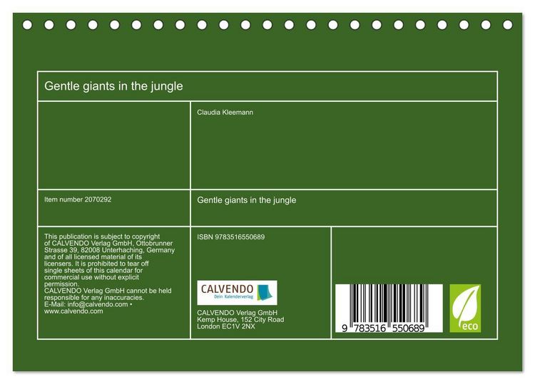 Produktbild: Gentle giants in the jungle (Desk Calendar 2026 DIN A5 landscape), CALVENDO 12 Month DeskCalendar