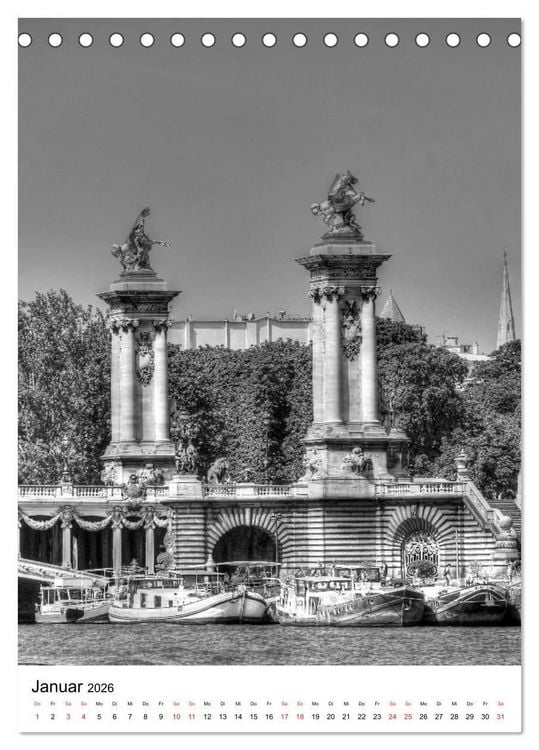 Produktbild: Paris schwarz wei&szlig; 2026 (Tischkalender 2026 DIN A5 hoch), CALVENDO Monatskalender
