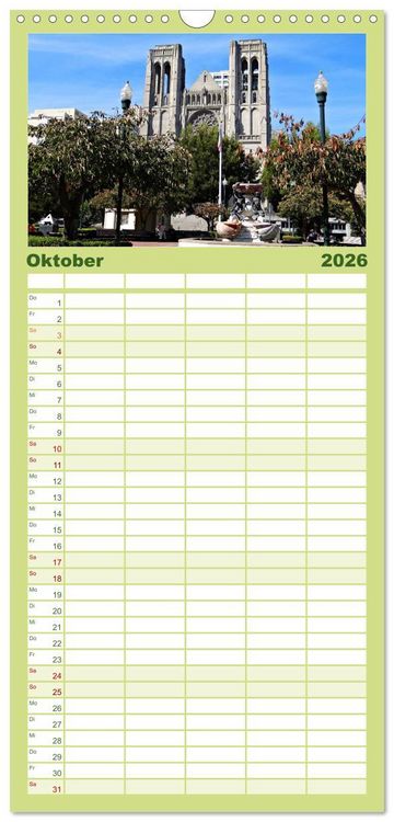 Produktbild: Familienplaner 2026 - San Francisco Westk&uuml;ste USA mit 5 Spalten (Wandkalender, 21 x 45 cm) CALVENDO