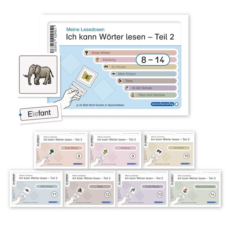 Produktbild: Ich kann W&ouml;rter lesen - Teil 2 - Meine Lesedosen 8-14 im Set