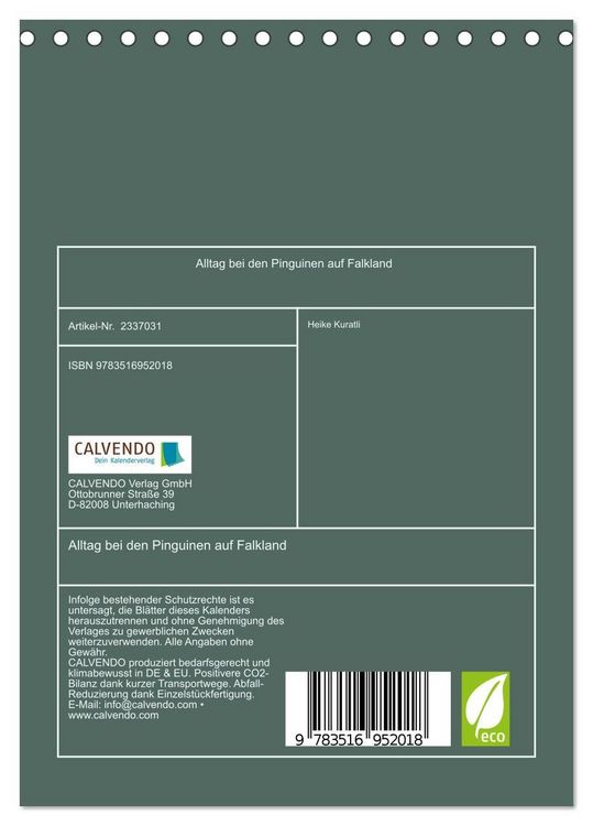 Produktbild: Alltag bei den Pinguinen auf Falkland (Tischkalender 2027 DIN A5 hoch), CALVENDO Monatskalender