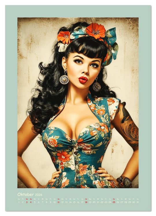 Produktbild: Flair der 50er Jahre. Girls im nostalgischen Pin-up-Stil (Wandkalender 2026 DIN A4 hoch), CALVENDO Monatskalender