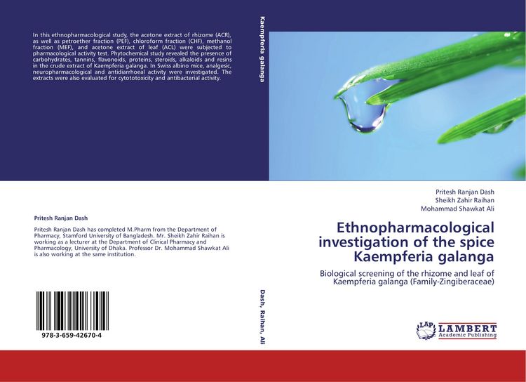 Produktbild: Ethnopharmacological investigation of the spice Kaempferia galanga