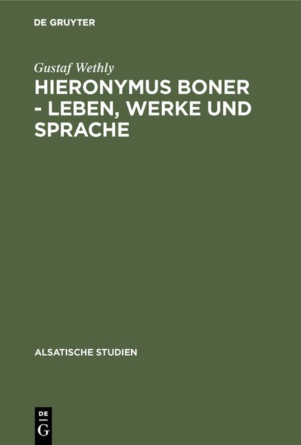 Produktbild: Hieronymus Boner - Leben, Werke und Sprache