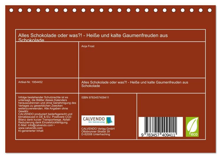 Produktbild: Alles Schokolade oder was?! - Hei&szlig;e und kalte Gaumenfreuden aus Schokolade (Tischkalender 2026 DIN A5 quer), CALVENDO Monatskalender