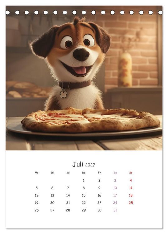 Produktbild: Fellnasen am K&uuml;chentisch - 12 KI-Motive mit Hunden (Tischkalender 2027 DIN A5 hoch), CALVENDO Monatskalender