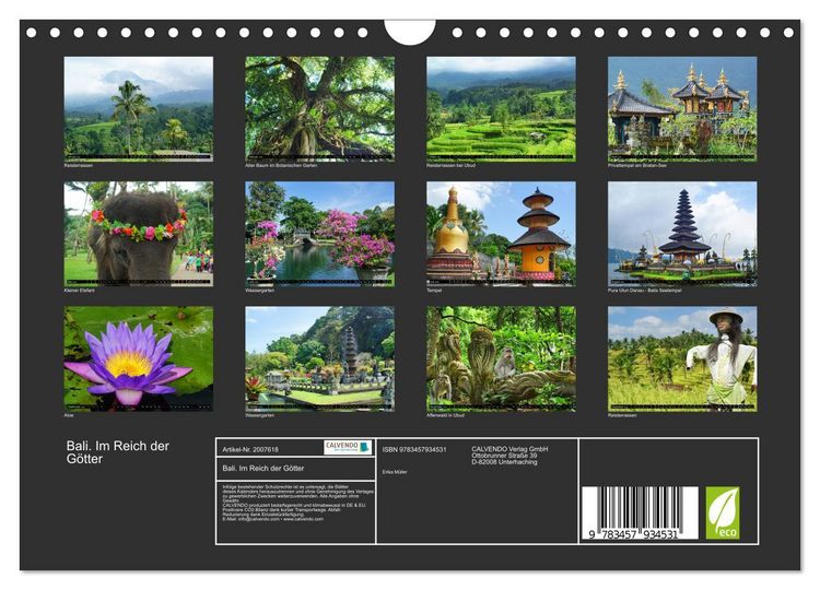 Produktbild: Bali. Im Reich der G&ouml;tter (Wandkalender 2026 DIN A4 quer), CALVENDO Monatskalender