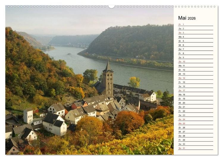 Produktbild: Der Rhein. Oberes Mittelrheintal von Bingen bis Koblenz (Wandkalender 2026 DIN A2 quer), CALVENDO Monatskalender