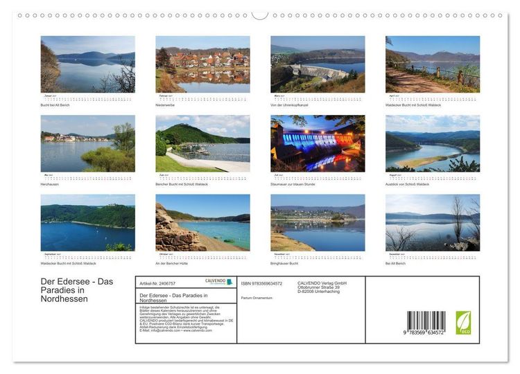Produktbild: Der Edersee - Das Paradies in Nordhessen (hochwertiger Premium Wandkalender 2027 DIN A2 quer), Kunstdruck in Hochglanz