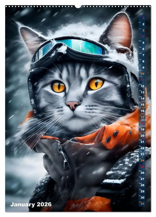 Produktbild: Outdoor sports for cats (High Quality Premium Wall Calendar 2026 DIN A2 portrait),CALVENDO 12 Month Wall Calendar