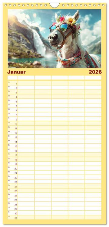 Produktbild: Familienplaner 2026 - Pferde-Fashion. Modische Highlights auf Hufen mit 5 Spalten (Wandkalender, 21 x 45 cm) CALVENDO