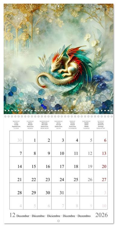 Produktbild: De jolis b&eacute;b&eacute;s dragons (Calendrier mural carr&eacute; 2026 30x30 cm) Calendrier double avec une page pour vos prises de notes