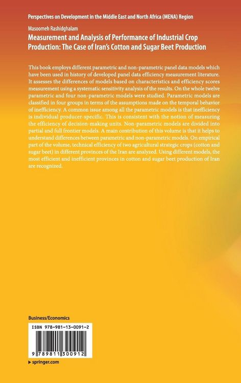 Produktbild: Measurement and Analysis of Performance of Industrial Crop Production: The Case of Iran&rsquo;s Cotton and Sugar Beet Production