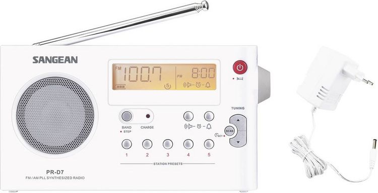 Produktbild: Sangean PR-D7 Kofferradio UKW, MW Wei&szlig;