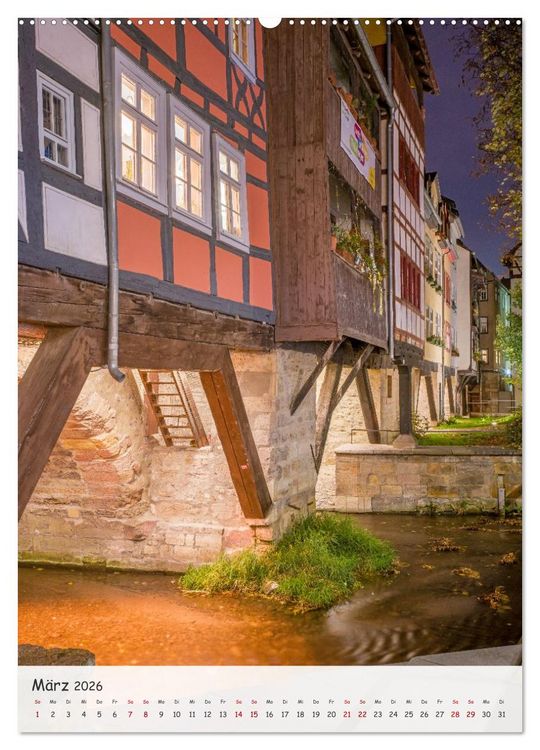 Produktbild: Erfurt - Zwischen Dom und Kr&auml;merbr&uuml;cke (hochwertiger Premium Wandkalender 2026 DIN A2 hoch), Kunstdruck in Hochglanz