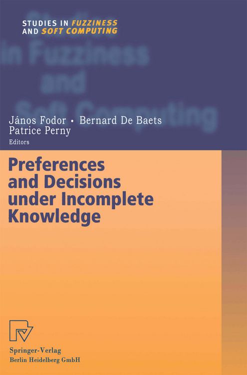 Produktbild: Preferences and Decisions under Incomplete Knowledge