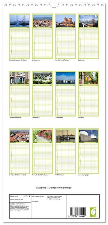 Produktbild: Familienplaner 2027 - Stralsund - Momente einer Reise mit 5 Spalten (Wandkalender, 21 x 45 cm) CALVENDO