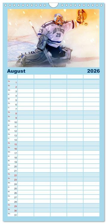 Produktbild: Familienplaner 2026 - Eishockey - Fight mit 5 Spalten (Wandkalender, 21 x 45 cm) CALVENDO
