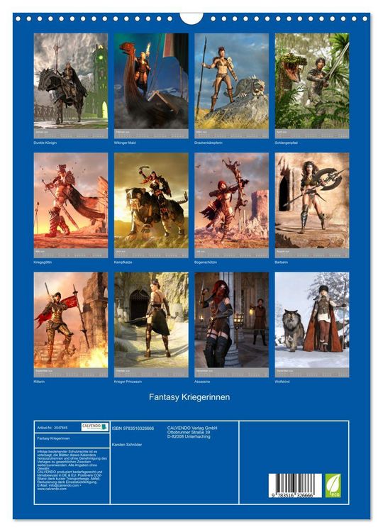 Produktbild: Fantasy Kriegerinnen (Wandkalender 2026 DIN A3 hoch), CALVENDO Monatskalender