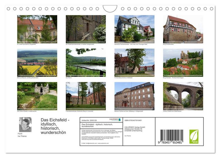 Produktbild: Das Eichsfeld - idyllisch, historisch, wundersch&ouml;n (Wandkalender 2026 DIN A4 quer), CALVENDO Monatskalender