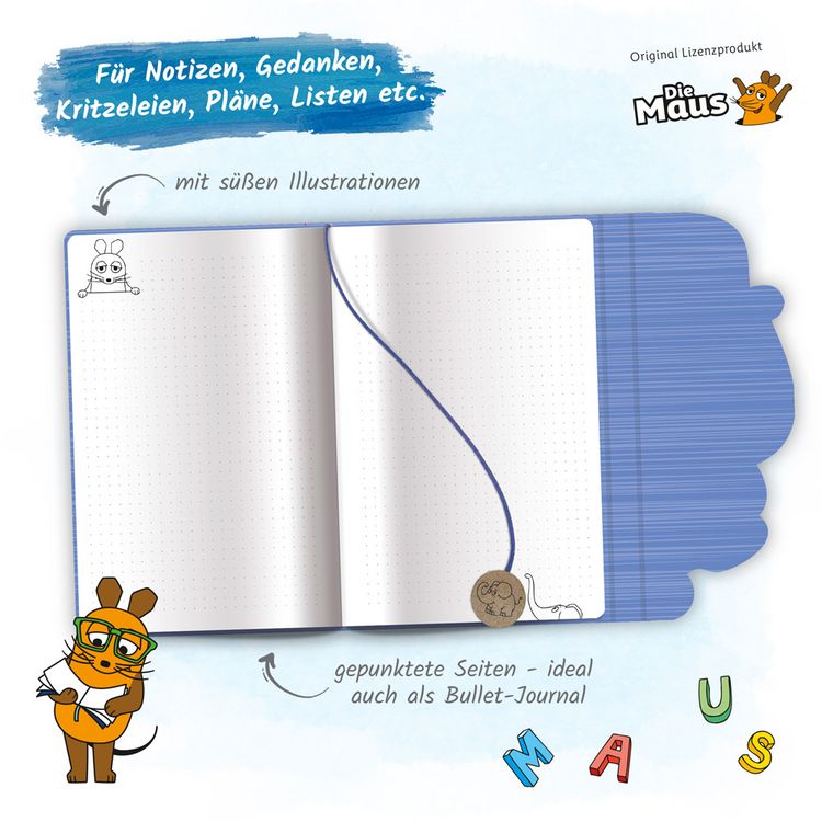Trötsch Die Maus Notizbuch mit Klappe Elefant