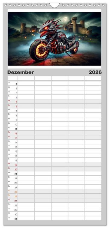 Produktbild: Familienplaner 2026 - Custom Dreams - Showbike Wonders mit 5 Spalten (Wandkalender, 21 x 45 cm) CALVENDO