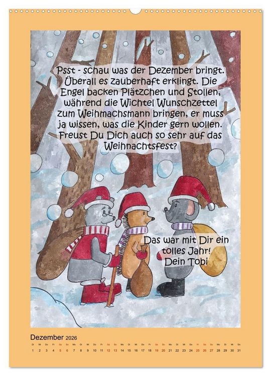 Produktbild: Tobi und das Jahr (Wandkalender 2026 DIN A2 hoch), CALVENDO Monatskalender