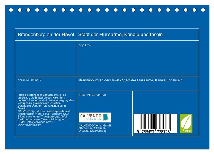 Produktbild: Brandenburg an der Havel - Stadt der Flussarme, Kan&auml;le und Inseln (Tischkalender 2026 DIN A5 quer), CALVENDO Monatskalender
