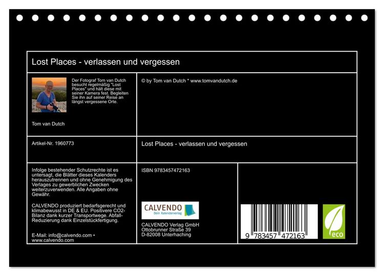 Produktbild: Lost Places - verlassen und vergessen (Tischkalender 2026 DIN A5 quer), CALVENDO Monatskalender