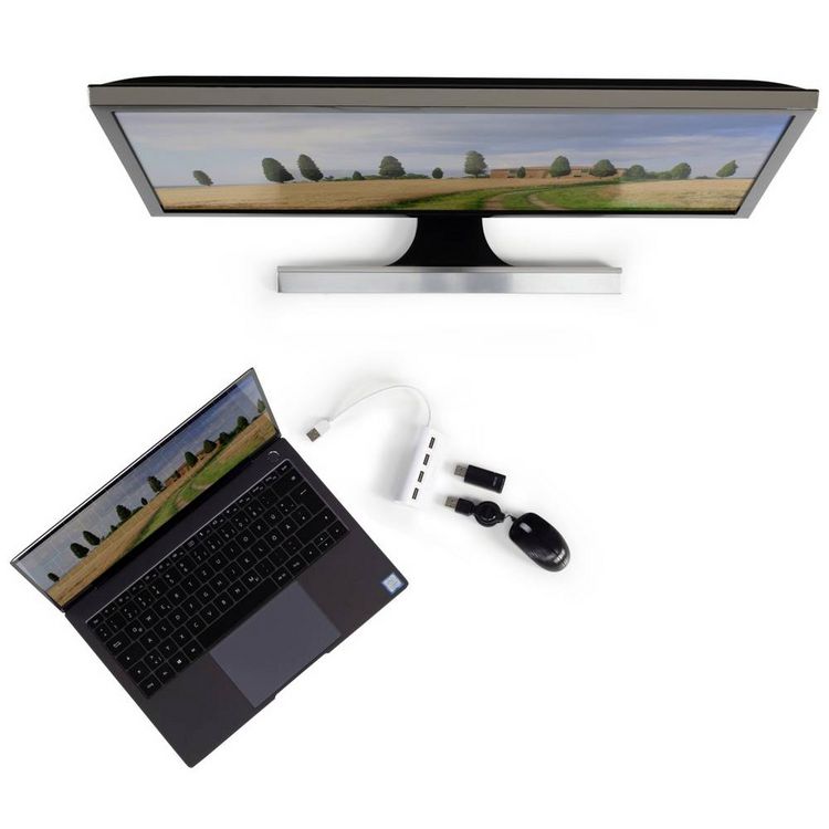 Produktbild: hama 00200120 USB-Hub, 4 Ports, USB 2.0, 480 Mbit/s, Wei&szlig;
