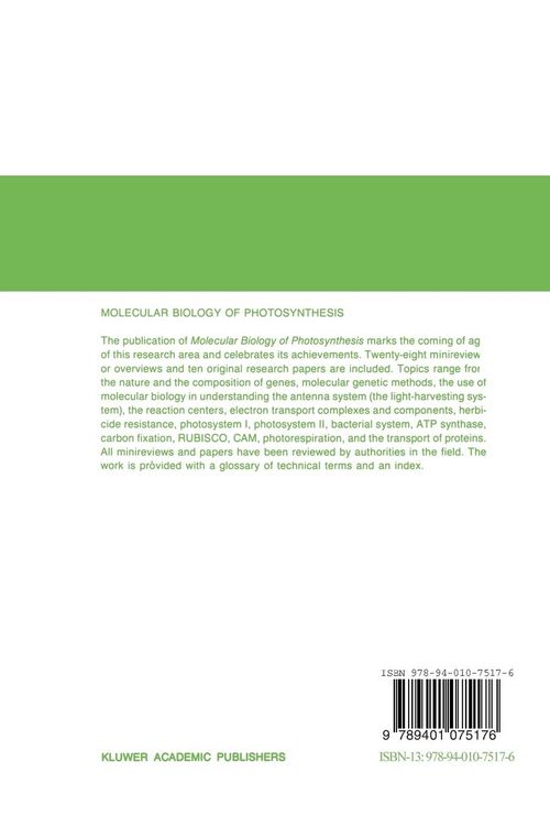 Produktbild: Molecular Biology of Photosynthesis