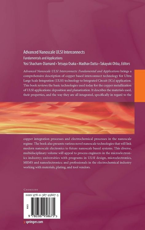 Produktbild: Advanced Nanoscale ULSI Interconnects: Fundamentals and Applications