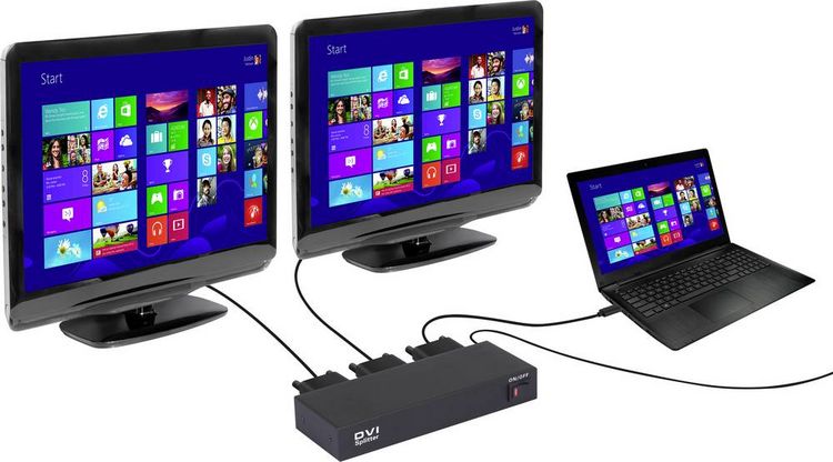 Produktbild: Renkforce 2 Port DVI-Splitter Ultra HD-f&auml;hig 3840 x 2160 Pixel Schwarz