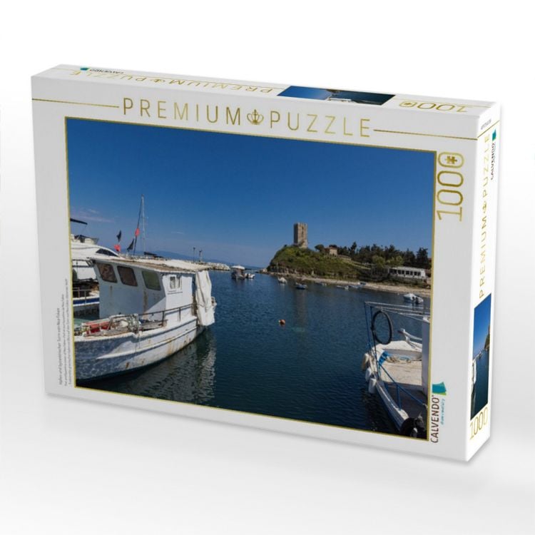 Produktbild: CALVENDO Puzzle Hafen und byzantinischer Turm von Nea Fokea | 1000 Teile Lege-Gr&ouml;&szlig;e 64x48cm Foto-Puzzle f&uuml;r gl&uuml;ckliche Stunden