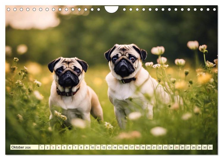 Produktbild: M&ouml;pse - quirlige Charmebolzen (Wandkalender 2026 DIN A4 quer), CALVENDO Monatskalender