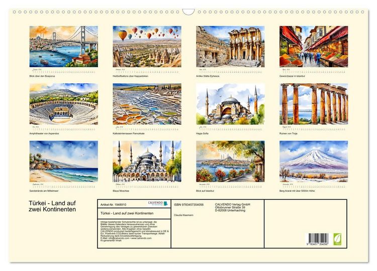 Produktbild: T&uuml;rkei - Land auf zwei Kontinenten (Wandkalender 2026 DIN A2 quer), CALVENDO Monatskalender