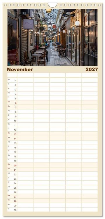 Produktbild: Familienplaner 2027 - Verborgene Passagen von Paris mit 5 Spalten (Wandkalender, 21 x 45 cm) CALVENDO