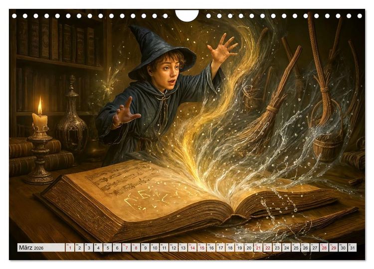 Produktbild: Magische Welt der B&uuml;cher - Fantastische Abenteuer zwischen den Seiten (Wandkalender 2026 DIN A4 quer), CALVENDO Monatskalender