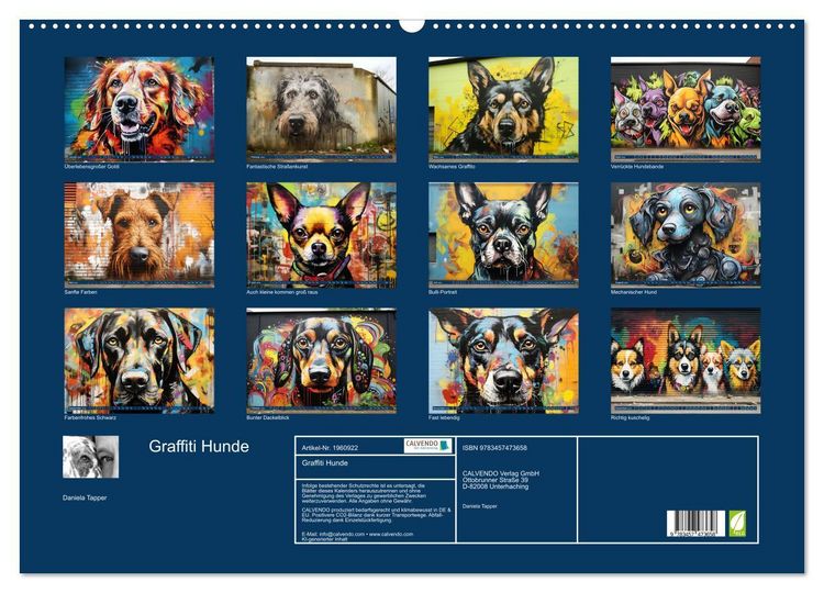 Produktbild: Graffiti Hunde (Wandkalender 2026 DIN A2 quer), CALVENDO Monatskalender